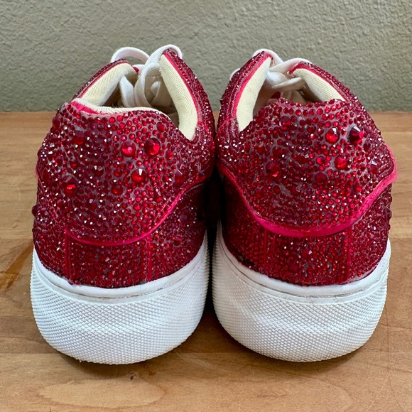 Blue by Betsey Johnson Sidny Red Rhinestone Embellished Platform Sneakers size 7 - Picture 3 of 16